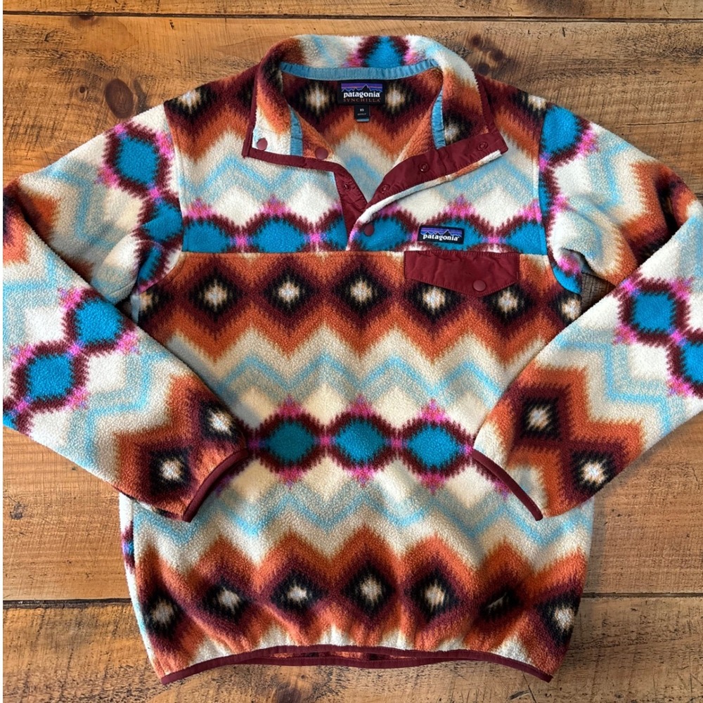 Patagonia Synchilla Womens Aztec Southwest 1/4 Snap Pullover Pockets Size XS
